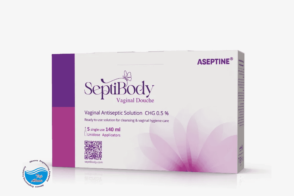 سپتی بادی محصول شرکت به‌بان شیمی با نمایندگی آبنوس، محلول آنتی‌سپتیک برای ضدعفونی واژن، بدن و محیط جراحی